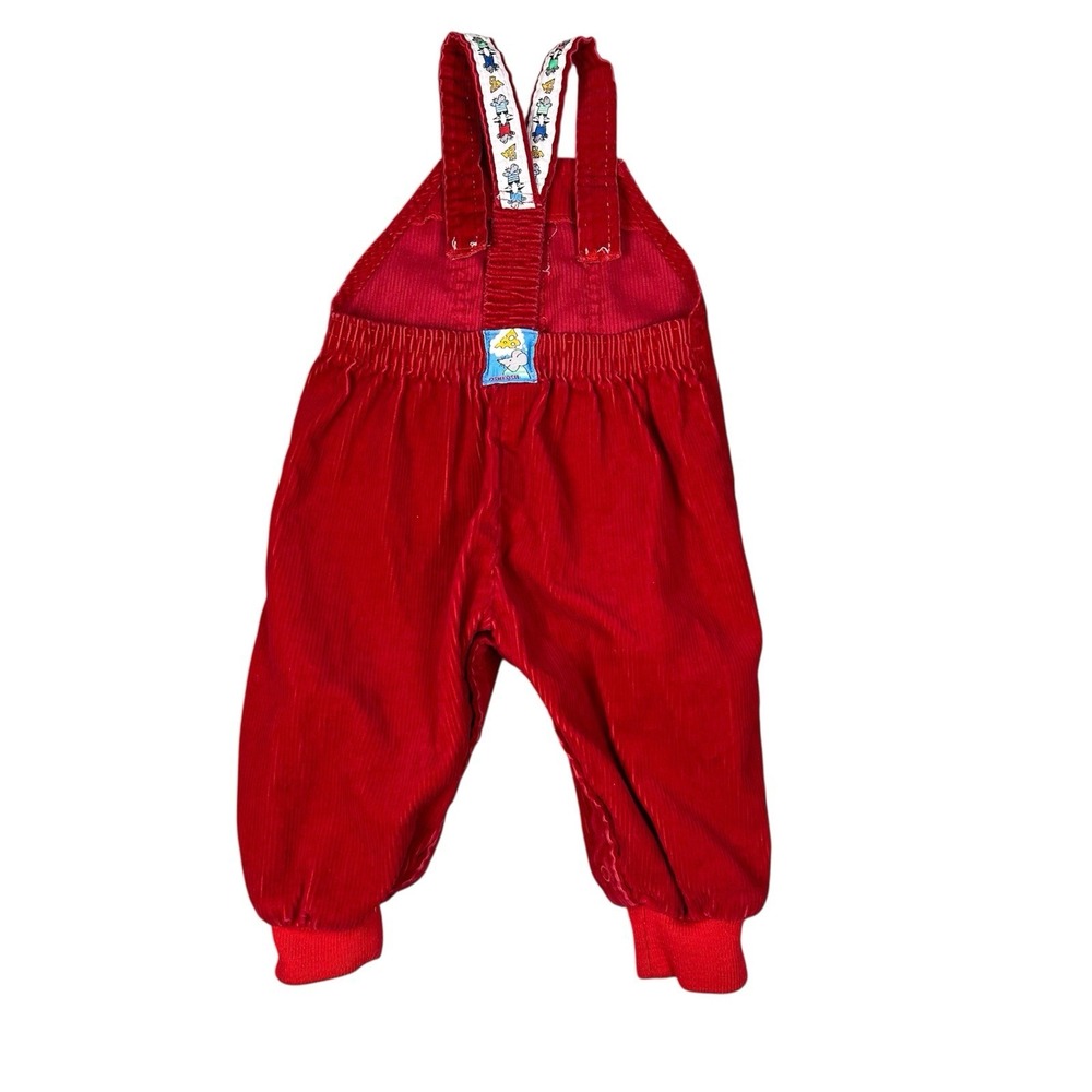 OSH KOSH B'GOSH VINTAGE Corduroy Overalls Size 24 mos Red Mouse & Cheese Snaps - Picture 2 of 8